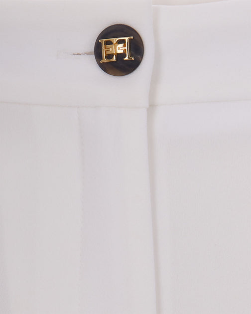 Elisabetta Franchi Crepe Trousers Ivory EU 44 4