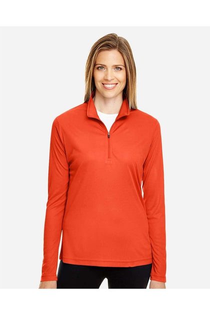 Team 365 Women's Zone Performance Quarter-Zip Pullover Orange Small 3