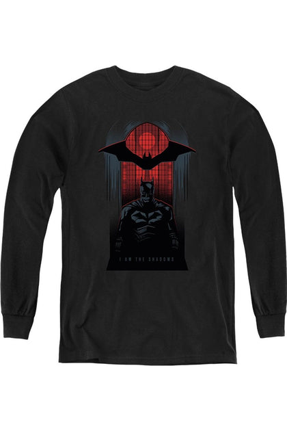 Gildan The Batman I Am The Shadows Youth Long Sleeve Sweatshirt Black Large 2