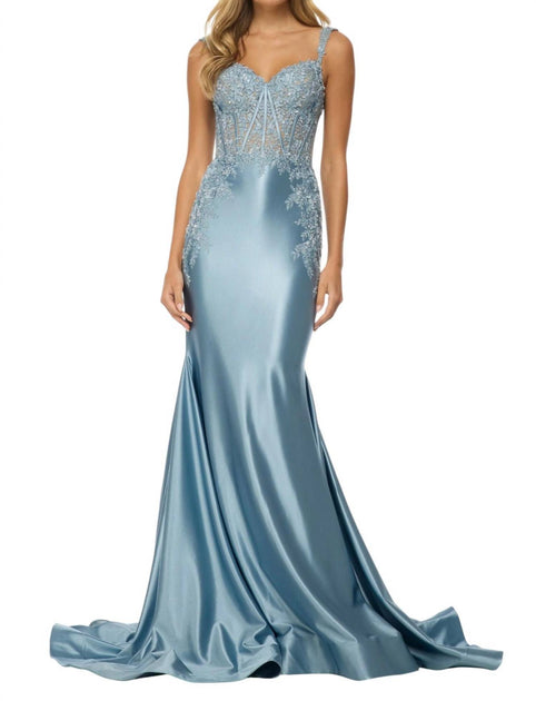 sherri hill blue corset dress Sherri Hill 55920 Corset Bodice Beaded Dress