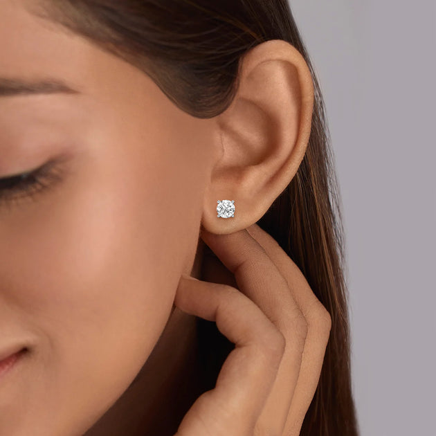 Diamond2Deal Solitaire Stud Earrings Silver 4