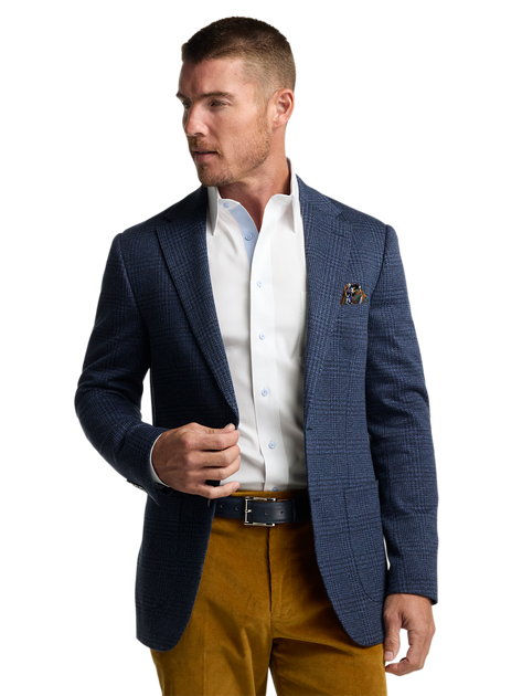 Paul Fredrick Blauer Gewebter Karierter Sportblazer 4