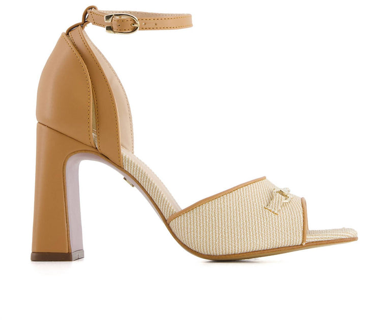 Andrea Women's Heeled Ankle Strap Sandals Beige US 7 2