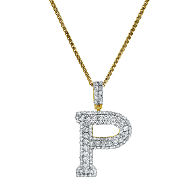 LuvMyJewelry P Initial Diamond Pendant Silver 6g 2