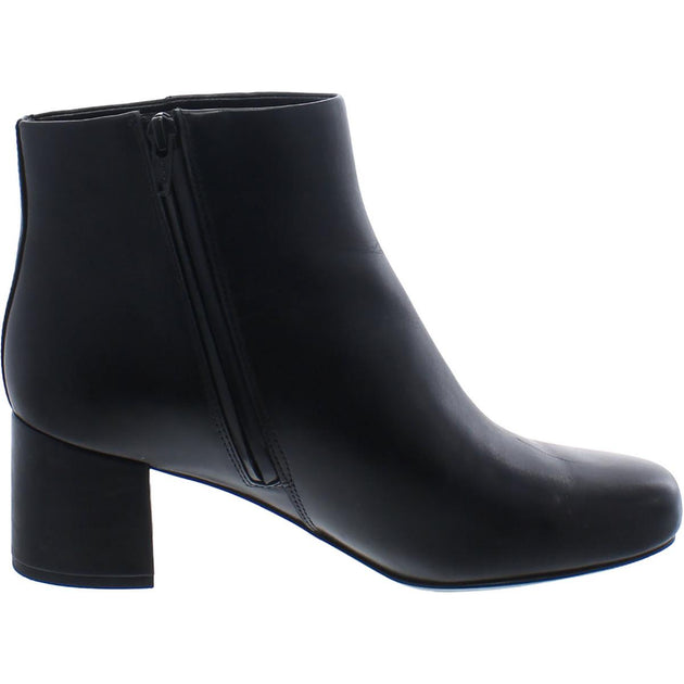 Vionic Womens Leather Block Heel Ankle Boots ShopSimon