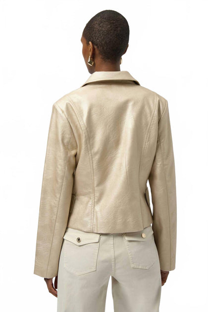 Joseph Ribkoff Kunstleder Taillierte Jacke Gold XL 3