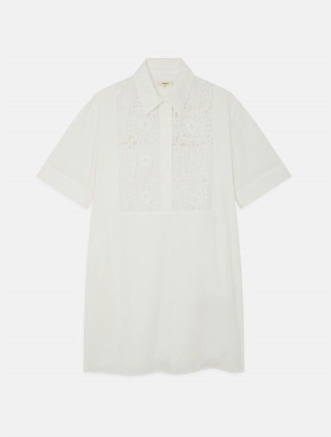Suncoo Cross Button Front Mini Dress White XS 4