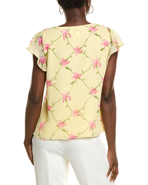 CeCe Blouse Top Yellow XSmall 3