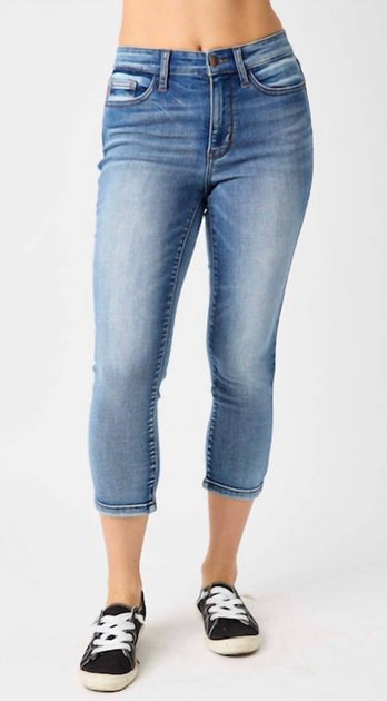 Judy Blue Mid Rise Skinny Capri Jeans Blue 2