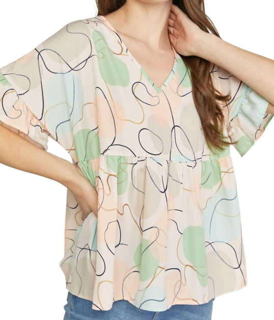 Entro Abstract Peplum Top Multi Large 2