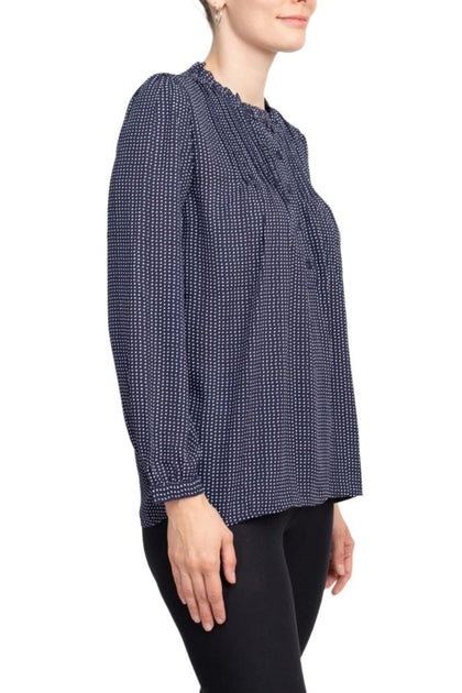 TRUEDAMES Crew Neck Long Sleeve Woven Top Multi Medium 3