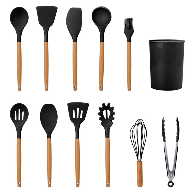 Global Bazaar Set de 11 ustensiles de cuisine en silicone Noir 4