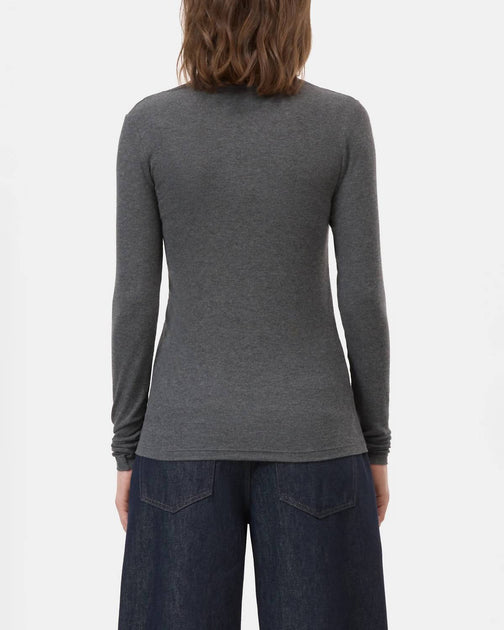 CLOSED Modal-Cashmere Blend Long Sleeve Top Grey Medium 4