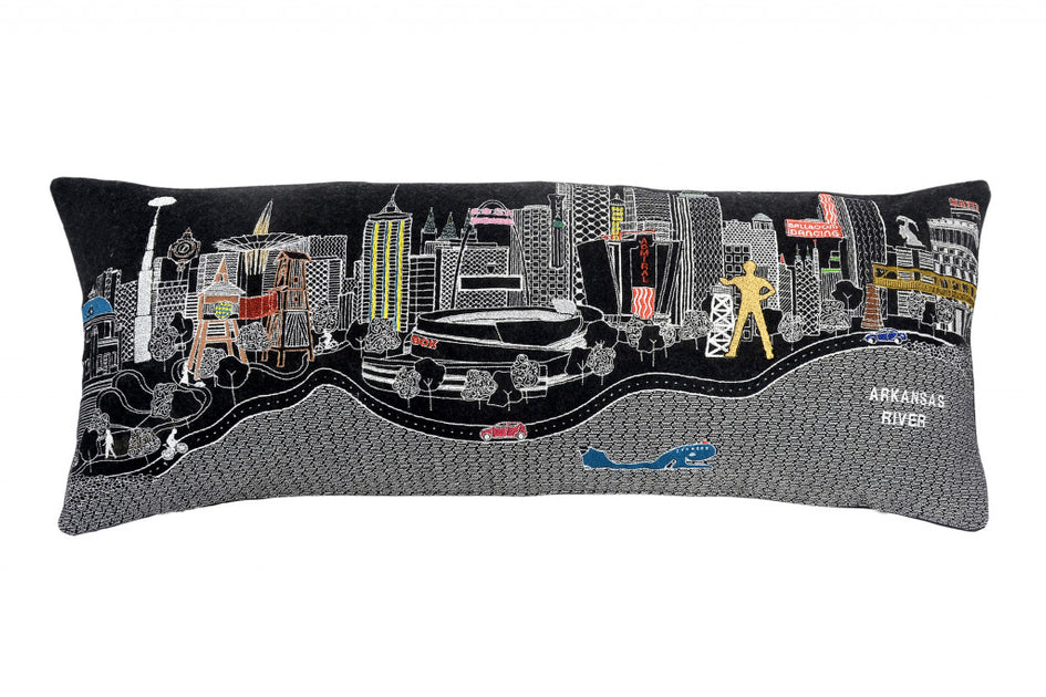 Hivvago Tulsa Skyline Lumbar Pillow Black 35in 2