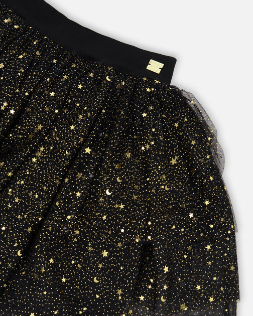 Deux par Deux Multi Layer Mesh Skirt Black 3T 4