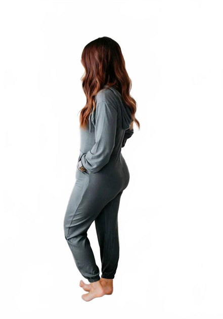 mono b Marty Hooded Lounge Jumpsuit Grey Large 4