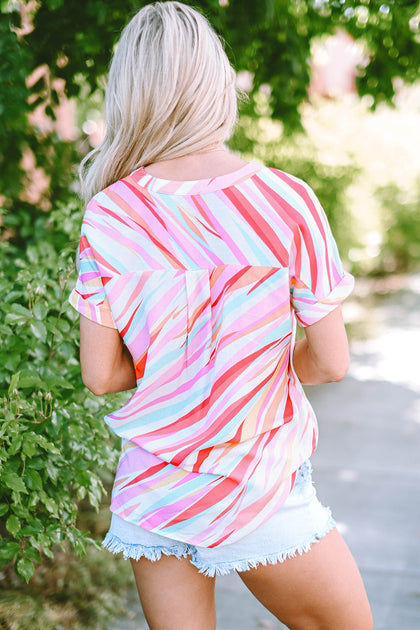 TRUEDAMES Abstract Print Short Sleeve Blouse Multicolour Medium 3