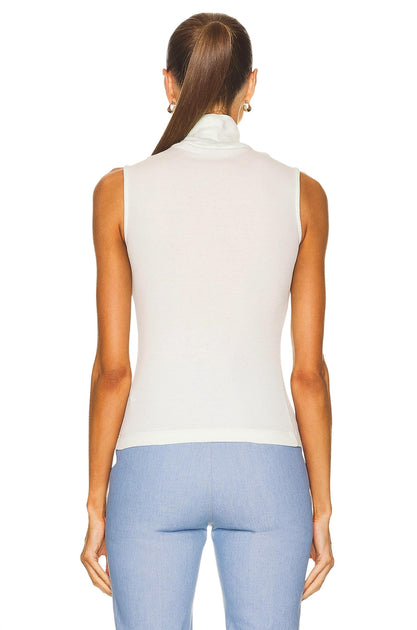 Rosetta Getty Sleeveless Cutout Turtleneck Top Blue XS 4