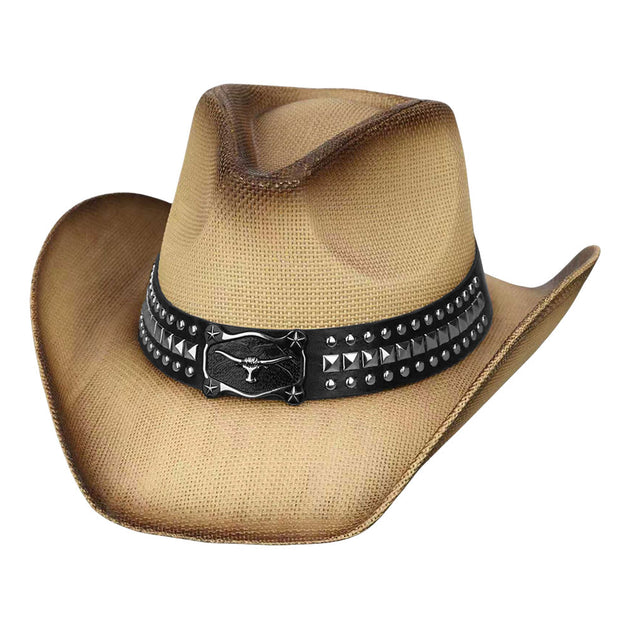 FASHNZFAB Western Stroh Cowboy Hut Blau 3