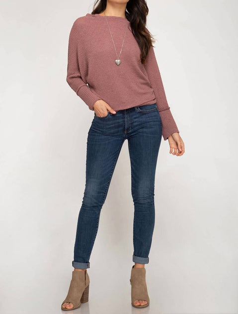 SHE + SKY Off Shoulder Thermal Pink Large 4