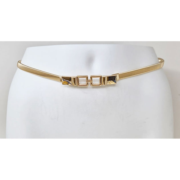 FASHNZFAB Slim Stretch Belt Gold One Size 4