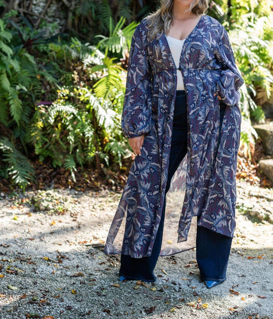 Everyday Ritual Trish Long Duster Blue Plus Size 3X 3