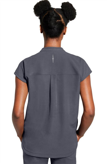 Healing Hands Sandy Zip Mandarin Collar Top Grey X-Small 4