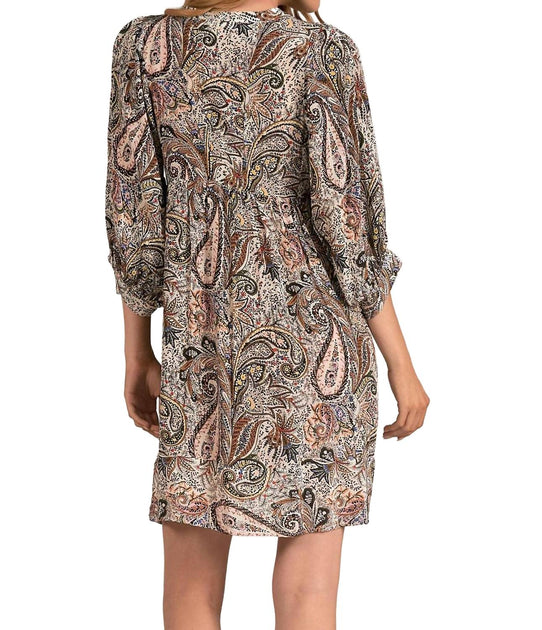 ELAN Paisley V-Neck Dress Multi Small 4
