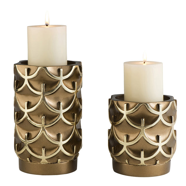 Hivvago Pillar Candle Holder Set Brass 5.5 inch 3
