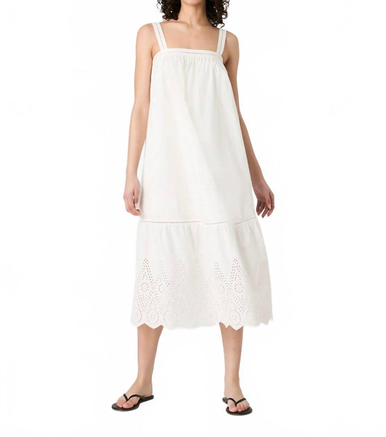 French Connection Cotton Square Neck Midi Dress White Small 2