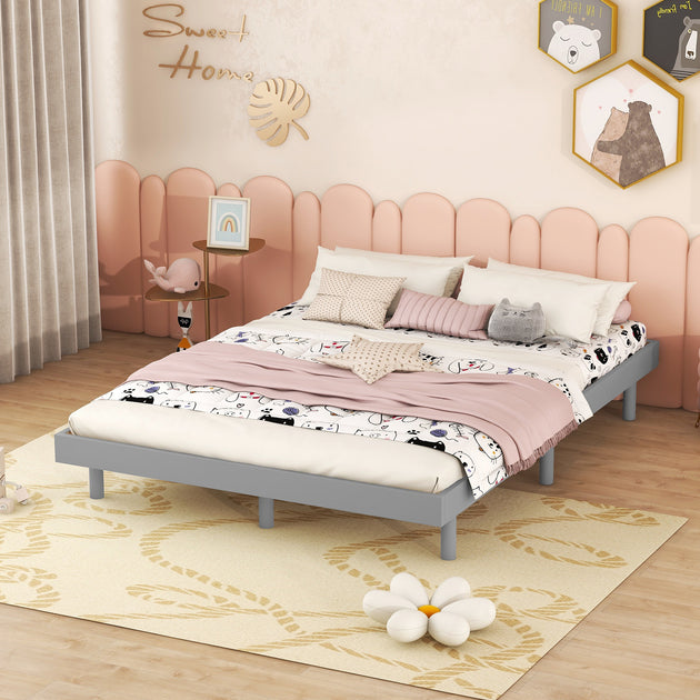 Streamdale Full Floating Platform Bed Frame Grey 3