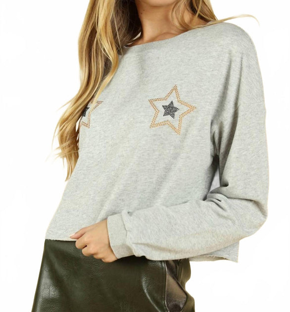 Honey Punch Jeweled Star Cropped Top Blue Large 4