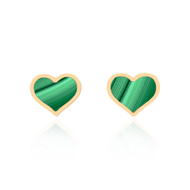 The Loavery Malachite Heart Stud Earrings Green 3
