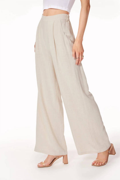 bobi Pleated Wide Leg Pant Beige XS 3