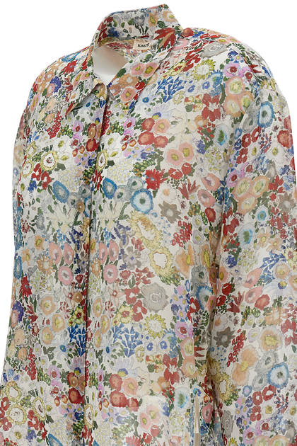 Khaite Sheer Floral Silk Shirt Multi Small 4