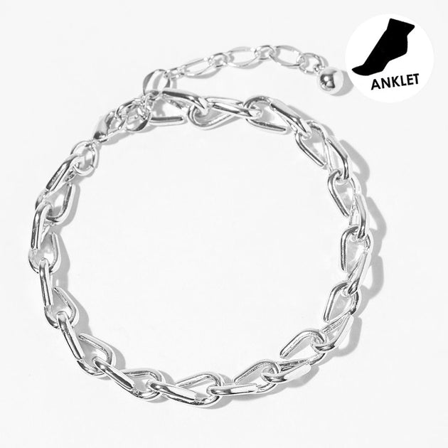 FASHNZFAB Twisted Link Chain Anklet Silver 2