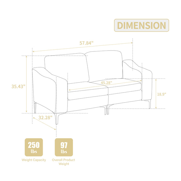 Streamdale Modular Sectional Two-Seater Sofa Beige 4