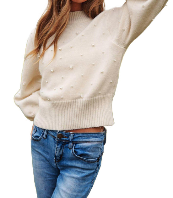 DAVI & DANI Sweetest Together Pearl Sweater Beige 2X 3