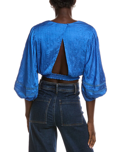 Maje Balloon Sleeve Blouse Blue Large 3