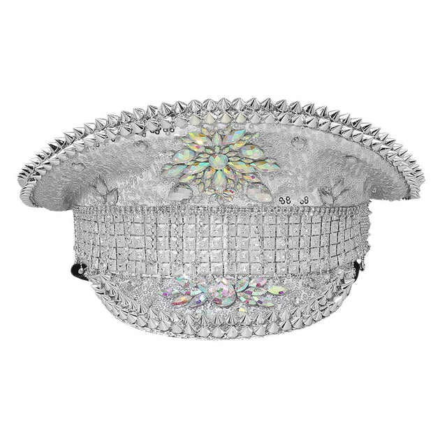 FASHNZFAB Marquise Stone Cluster Captain Hat Blue 3