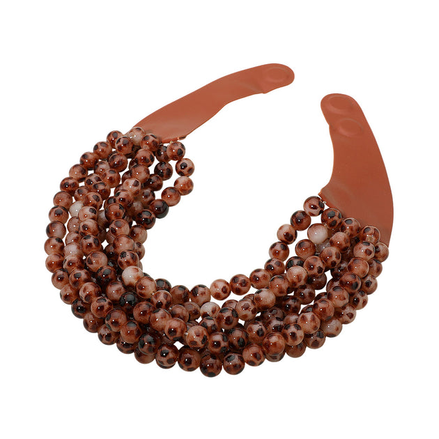FASHNZFAB Multi Layered Beaded Faux Leather Magnetic Collar Necklace Gold One Size 3