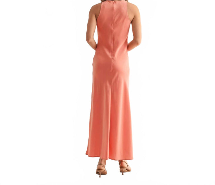 Fun 2 Fun Satin Maxi Dress Pink Medium 3