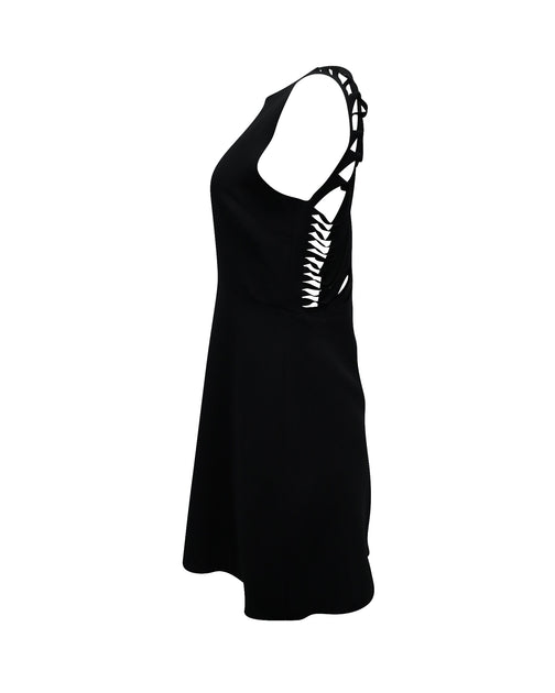 Sandro Paris Cut-out Back Mini Dress In Black Polyester
