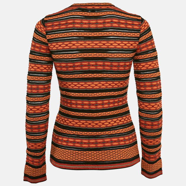 M Missoni Knit Top Orange/Black Small 3
