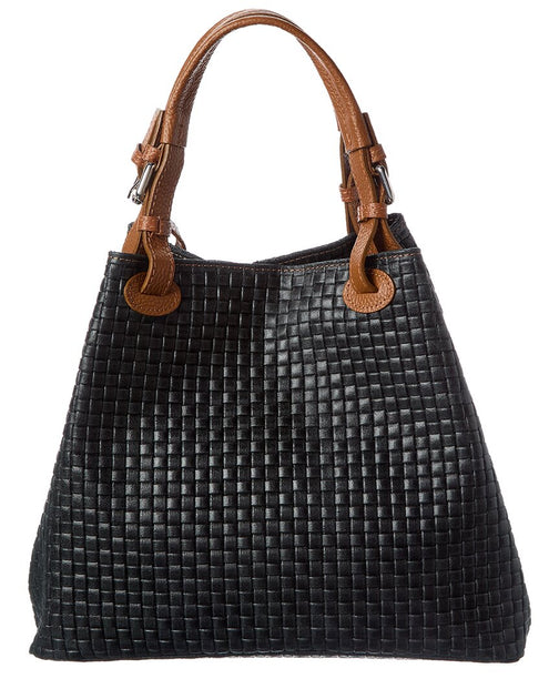 Italian Leather Shoulder Bag Black Large 3