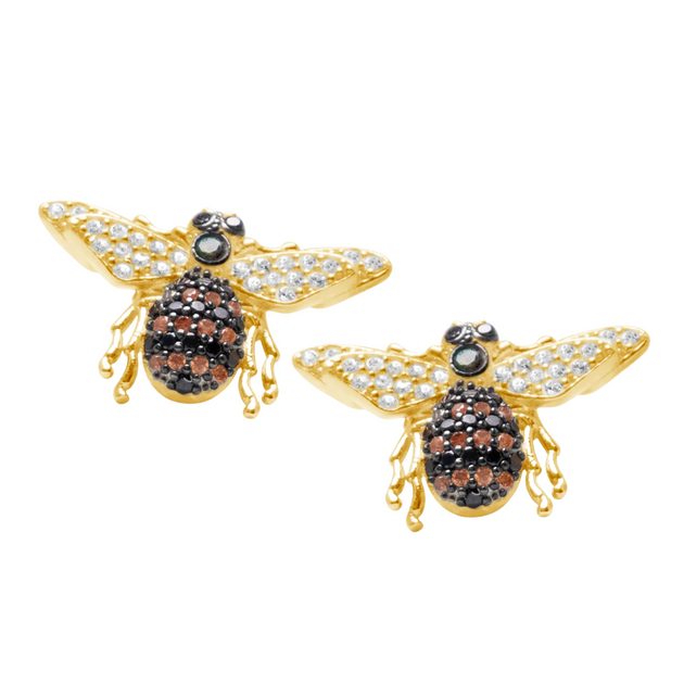 Suzy Levian Bumble Bee Sterling Silver Cubic Zirconia Earrings Black 4