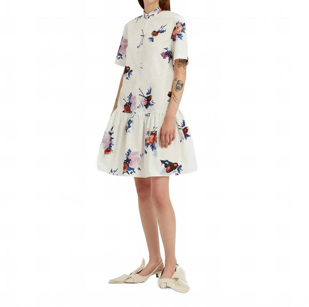 ERDEM Short Sleeve Mini Dress Multi US 2 4