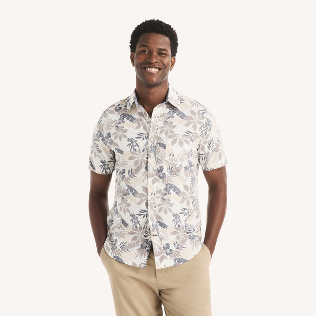 Nautica Printed Short-Sleeve Shirt White Large 2