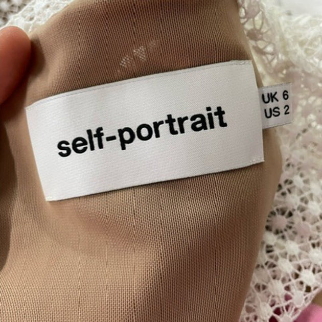Self-Portrait Oblique Lace Mini Dress White UK 6 4