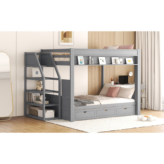 Streamdale Wood Convertible Bunk Bed Gray 4